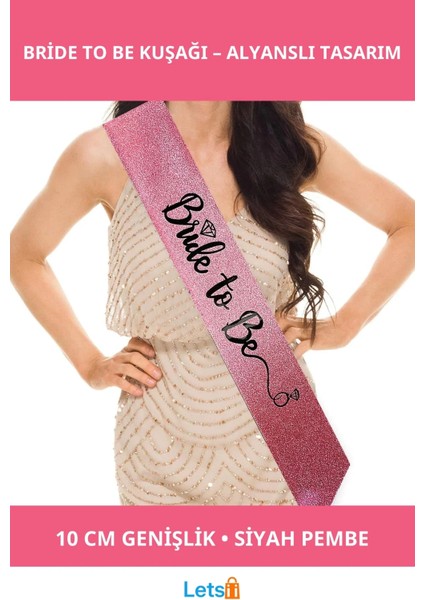 Pembe Siyah Alyanslı Bride To Be Kuşak Kemer Bekarlığa Veda Partisi