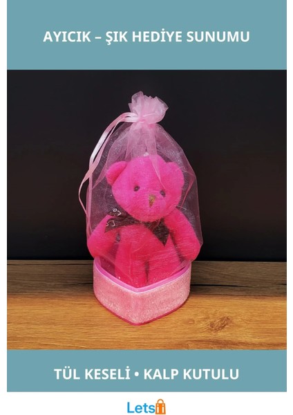 Pembe Hediyelik Kese Içinde Şirin Peluş Ayıcık
