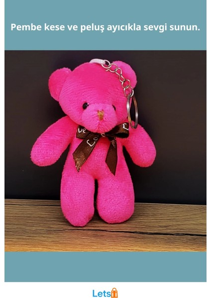 Pembe Hediyelik Kese Içinde Şirin Peluş Ayıcık fiyatları