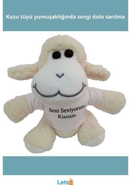 Seni Seviyorum Kuzum Tişörtlü Yumuşak Peluş Kuzu Oyuncak 24 cm fiyatları
