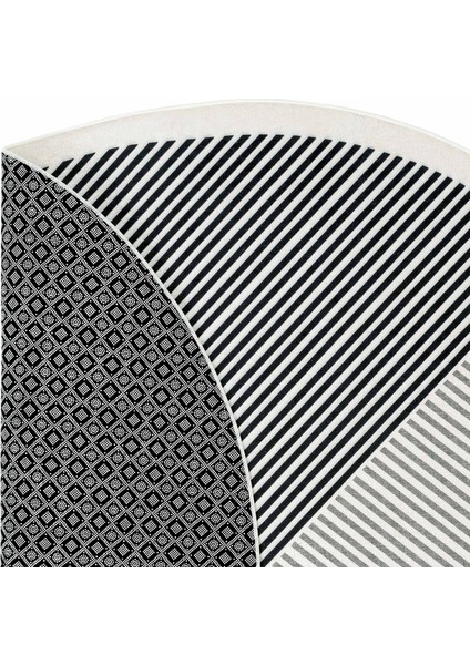 Pratico Gri Oval Mutfak Halısı Geometrik Desen Makinede Yıkanabilir Kaymaz Taban Dijital Baskı Halı indirimleri