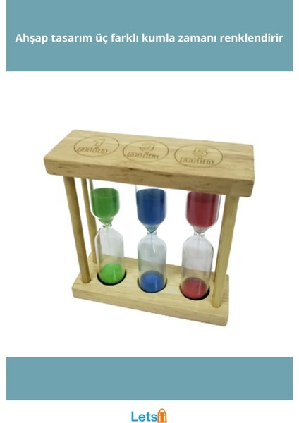 Dekoratif 3'lü Ahşap Kum Saati 1 3 5 Dakikalık Renkli fiyatları