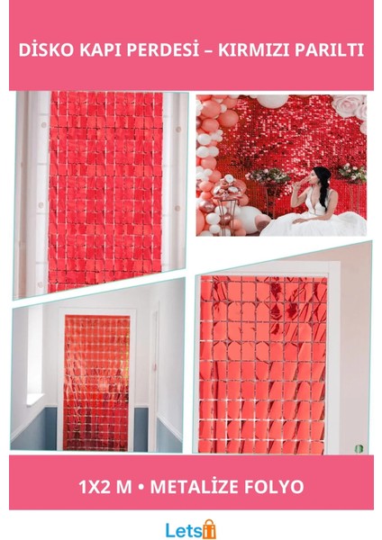Metalize Kırmızı Disko Kapı Perdesi 1X2M Parti Dekorasyonu