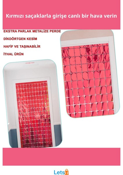Metalize Kırmızı Disko Kapı Perdesi 1X2M Parti Dekorasyonu fiyatları