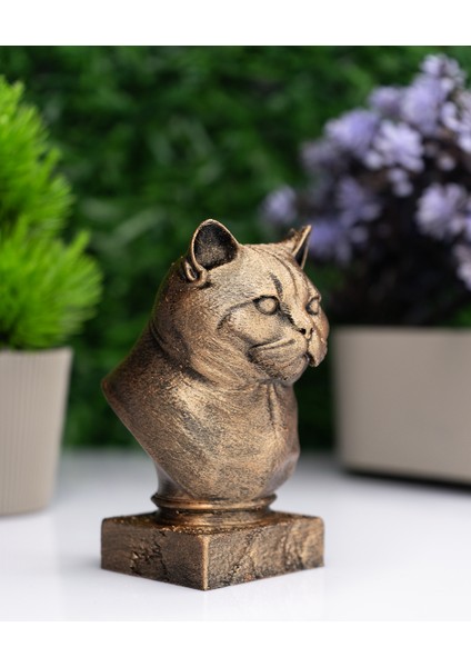 British Shorthair Kedi Büst Heykel – El Yapımı Dekoratif Figür 12CM – Masa Üstü Biblo fiyatları