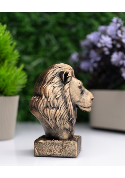 Aslan Büst Heykel – El Yapımı Dekoratif Figür 12CM – Masa Üstü Biblo modelleri