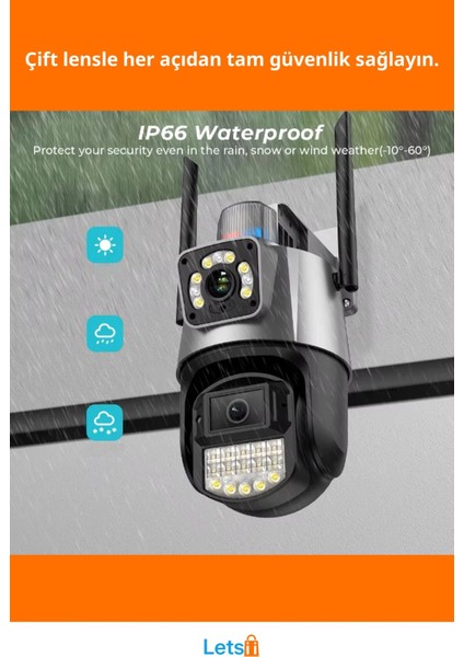 Çakarlı Çift Lensli Su Geçirmez Dış Mekan Güvenlik Kamerası fiyatları