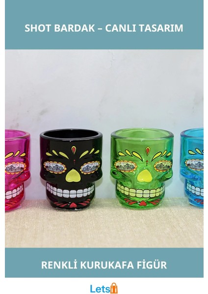 Istanbul Temalı Renkli Cam Kurukafa Shot Bardak