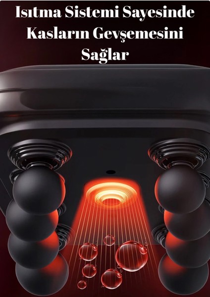 8 Başlıklı Şarjlı Isıtmalı Masaj Aleti – Derin Doku Sporcu Masaj Tabancası, Sessiz