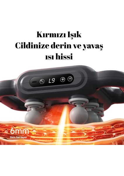 8 Başlıklı Şarjlı Isıtmalı Masaj Aleti – Derin Doku Sporcu Masaj Tabancası, Sessiz