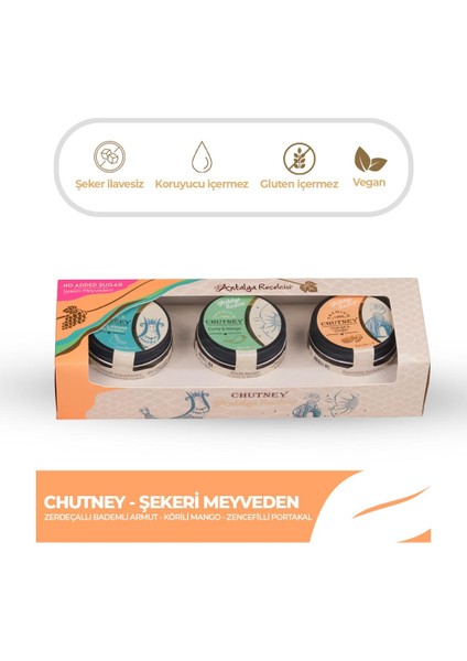 Eşlikçi Chutney 3’lü Set – Şekeri Meyveden | Antalya Reçelcisi