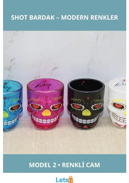 Istanbul Temalı Cam Kurukafa Renkli Shot Bardak
