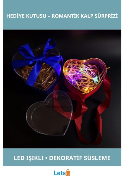 LED Işıklı Kalp Şeklinde Hediye Kutusu