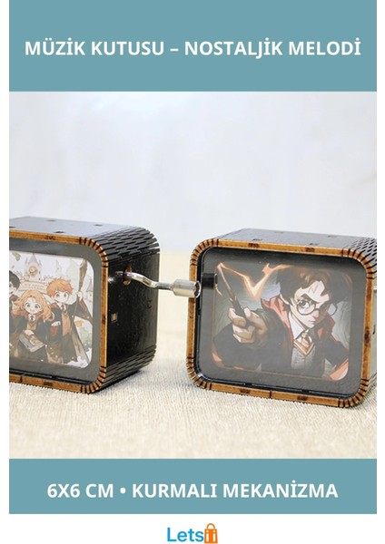 Harry Potter Temalı Ahşap Müzik Kutusu 6x6 cm