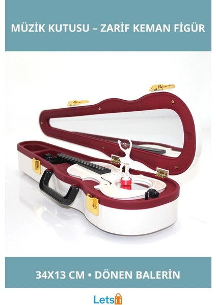 Keman Şeklinde Müzik Kutusu Balerin Figürlü Mekanik