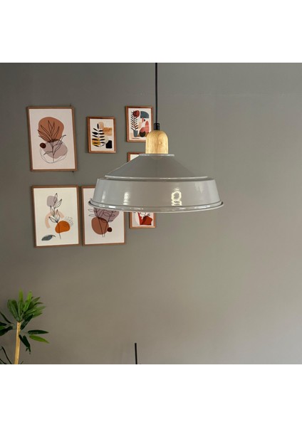 Carmelo Gri Renk Asaletli Tekli Avize Kalın Ahşap Kafa Başlık Sarkıt Lamba Salon Aydınlatma fiyatları