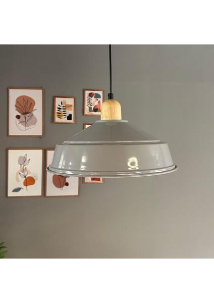 Carmelo Gri Renk Asaletli Tekli Avize Kalın Ahşap Kafa Başlık Sarkıt Lamba Salon Aydınlatma modelleri