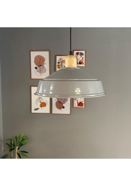 Carmelo Gri Renk Asaletli Tekli Avize Kalın Ahşap Kafa Başlık Sarkıt Lamba Salon Aydınlatma indirimleri