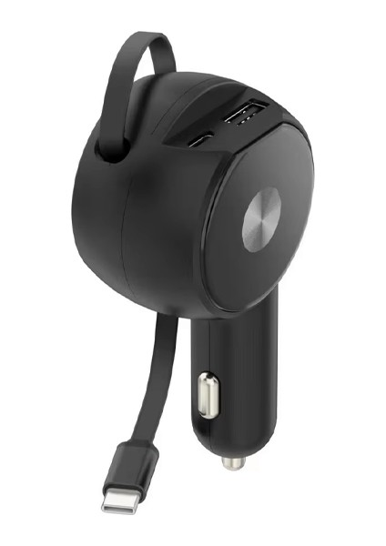 60W 3.4A Dahili Kablolu Type-C USB Girişli Araç Içi Oto Çamkaklık Şarj Type-C Kablolu