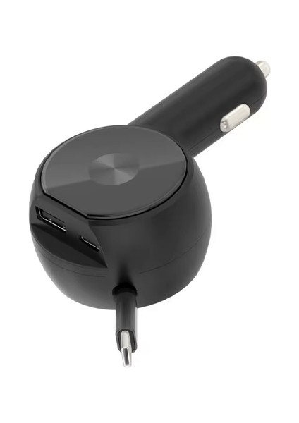 60W 3.4A Dahili Kablolu Type-C USB Girişli Araç Içi Oto Çamkaklık Şarj Type-C Kablolu fırsatları