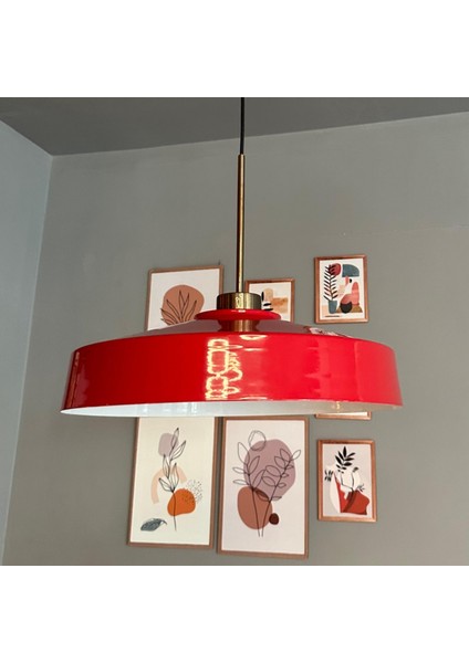 Açe Kırmızı Tekli Ince Eskitme Başlık Avize Retro Sarkıt Ofis Showroom Salon Mutfak Avizeleri