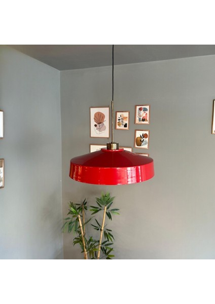 Açe Kırmızı Tekli Ince Eskitme Başlık Avize Retro Sarkıt Ofis Showroom Salon Mutfak Avizeleri indirimleri