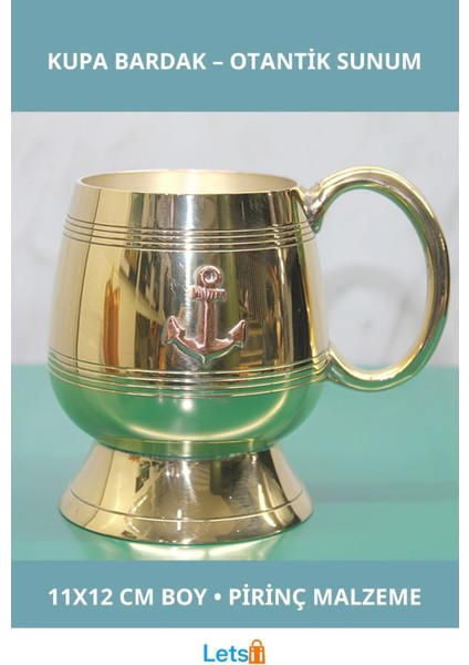 Dayanıklı Pirinç Çapalı Kupa Bardak 11X12 cm