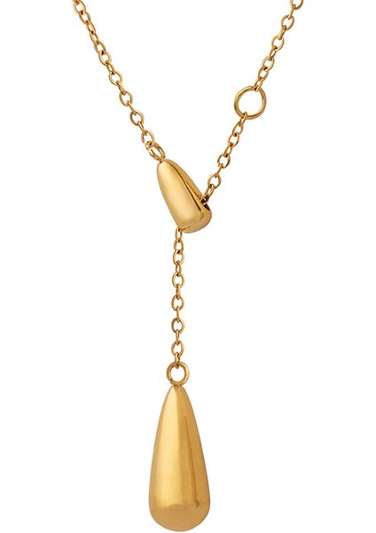 Golden Tear 18 Ayar Altın Kaplama Paslanmaz Çelik Kolye – Minimal Damla Tasarım fiyatları