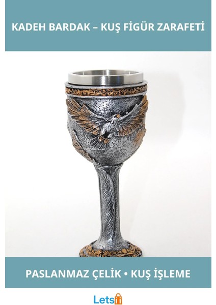 Paslanmaz Çelik Kuş Temalı Şık Kadeh Bardak