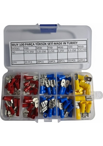 100 Parça Faston Kablo Ucu Seti fiyatları