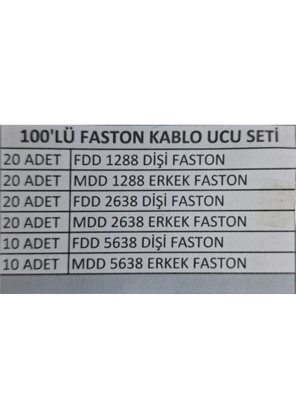 100 Parça Faston Kablo Ucu Seti modelleri