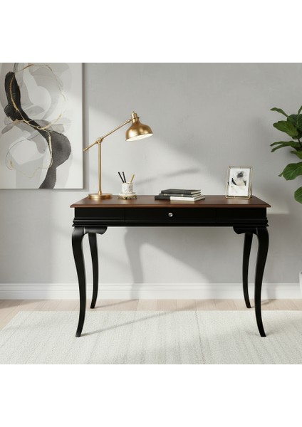 120 cm Masif Rustik Siyah Ceviz Çalışma Masası
