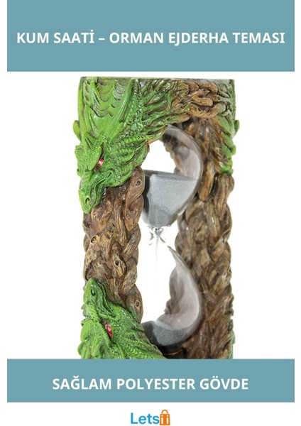 Polyester Ejderha Tasarımlı Mistik Kum Saati