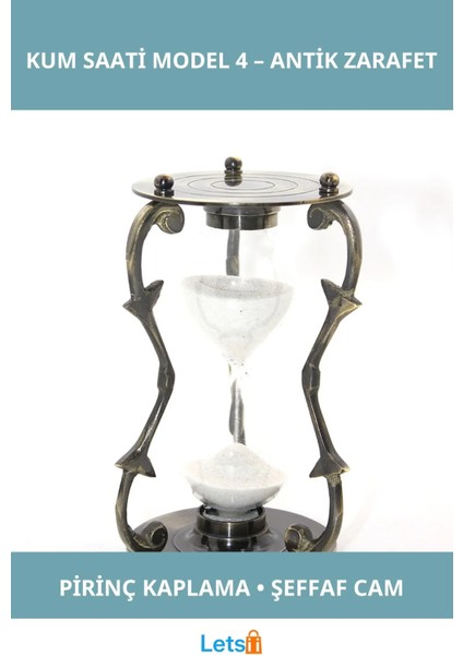 Antik Pirinç Kaplama Dekoratif Kum Saati