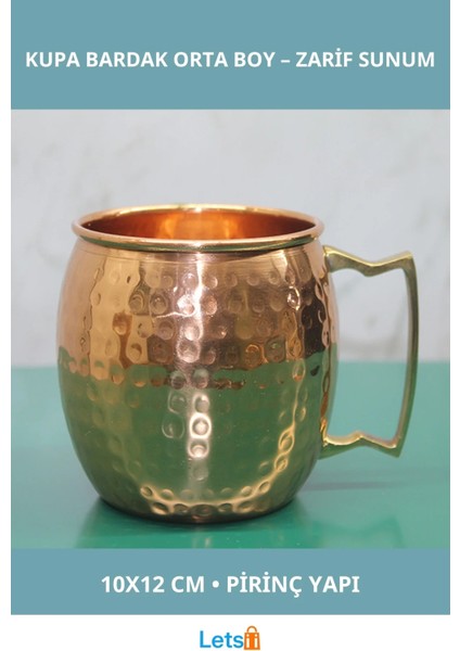 Dayanıklı Pirinç Orta Boy Kupa Bardak 10X12 cm