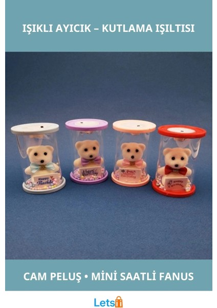 Happy Birthday Işıklı Ayıcık Peluş Hediye 8.5x5 cm