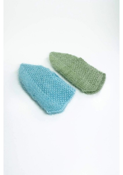 2 Çift El Örgüsü Kışlık Şık Kadın Yün Patik Set 5