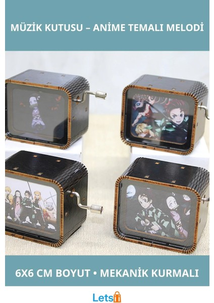 Demon Slayer Temalı Ahşap Müzik Kutusu 6x6 cm