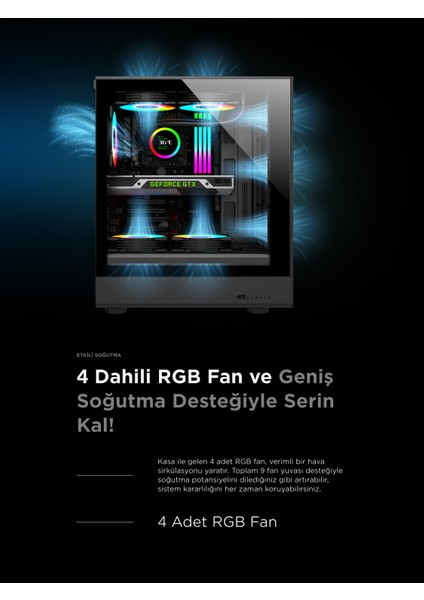 Meteor 650W 80 Plus Standart 4xrgb Fan 1xusb3.1 + 2xusb2.0 Siyah Oyuncu Kasası modelleri