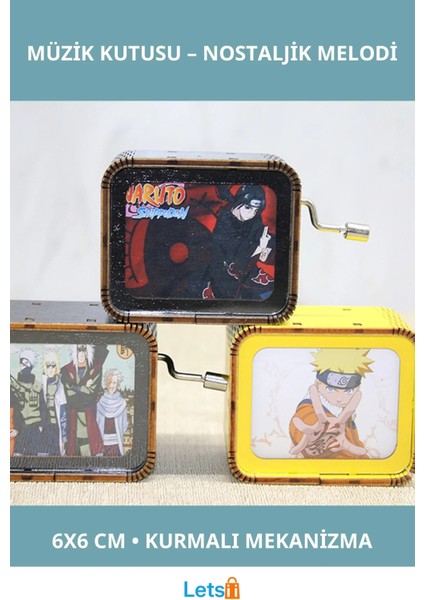 Naruto Anime Temalı Ahşap Müzik Kutusu 6x6 cm