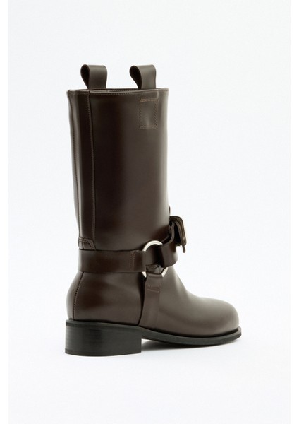 Çizme 2518 - Çift Tokalı Biker Acı Kahve Kadın Çizme indirimleri