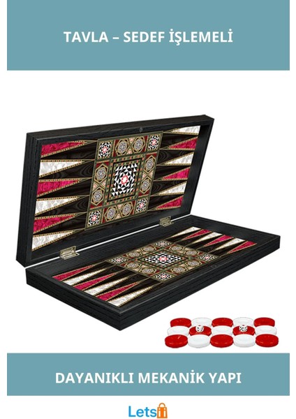 Klasik Sedef Işlemeli Şık Tavla Oyun Seti