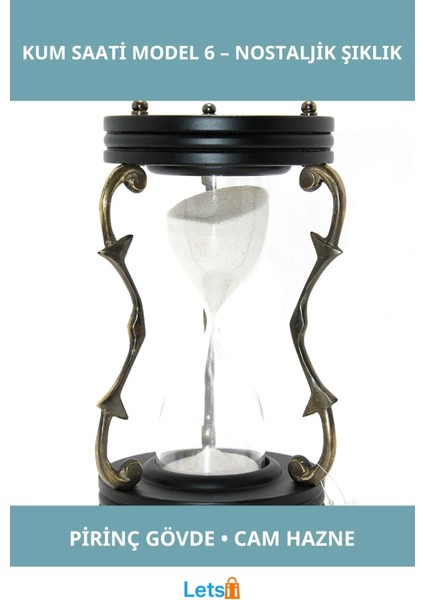 Nostaljik Pirinç Kum Saati Zarif Masa Dekoru