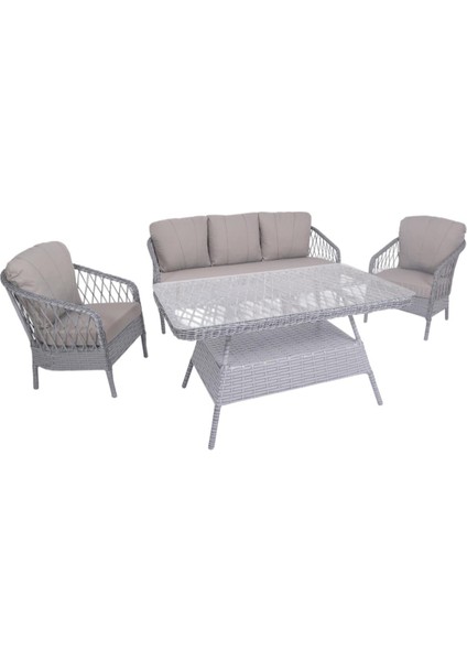 Lavınıa Bahçe Balkon Teras Mobilyası 5 Kişilik (3+1+1+80*140 Masa)