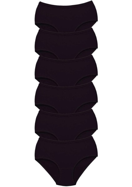 6 Adet Tutku Kadın Yüksek Bel Bato Kalın Lastik Külot Siyah