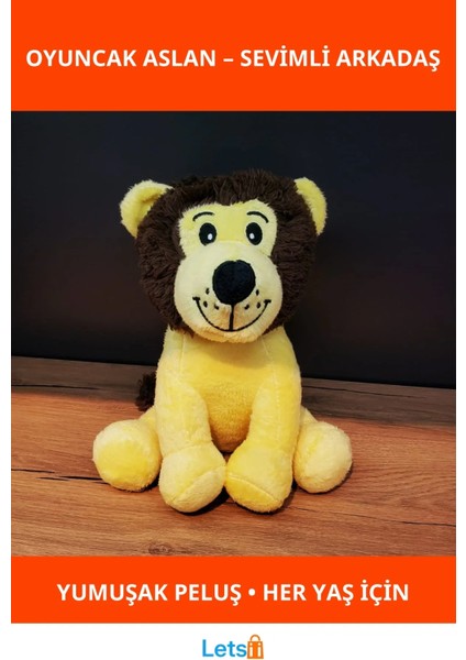 Sevimli Peluş Oyuncak Aslan 25 cm | Dekoratif ve Eğlenceli