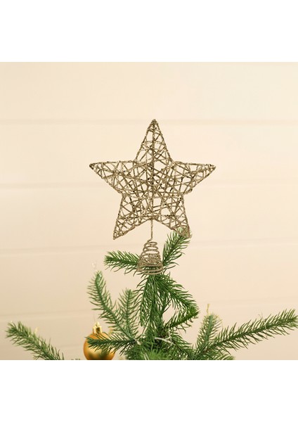 New Year Yılbaşı Wire Star Ağaç Başlığı Gold