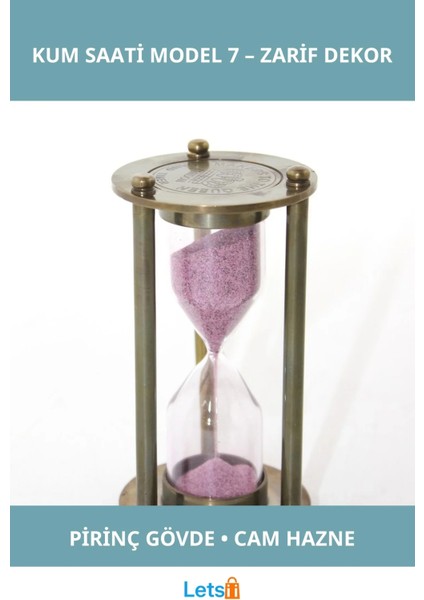 Pirinç Kum Saati Klasik Şık Cam Dekoratif Aksesuar