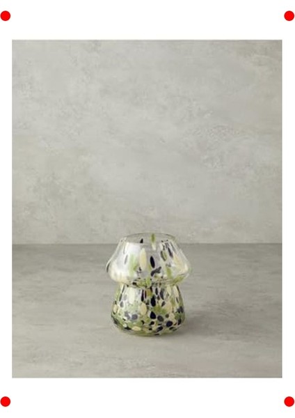 Mantar Tasarımlı Renkli Cam Dekoratif Vazo