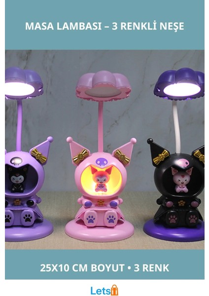 Sevimli Kuromi Figürlü Masa Lambası Renkli 25X10 cm